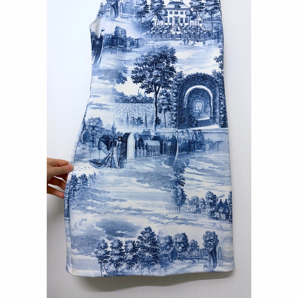 NWT Alice + Olivia Wynell Chateau A Line Mini Dress Blue Toile De Jouy Floral 6 - Picture 7 of 12